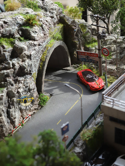 1:64 Mountain Garage Diorama | Tunnel, Bridge & River Scene (Handmade)