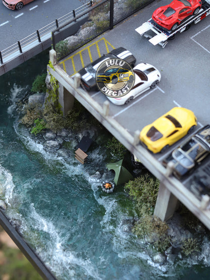 1:64 Mountain Garage Diorama | Tunnel, Bridge & River Scene (Handmade)