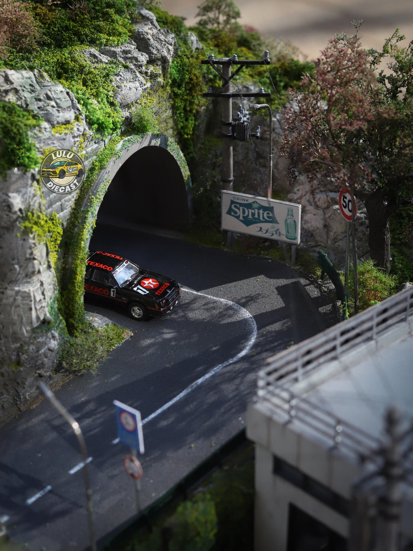 1:64 Mountain Garage Diorama | Tunnel, Bridge & River Scene (Handmade)