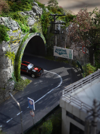 1:64 Mountain Garage Diorama | Tunnel, Bridge & River Scene (Handmade)